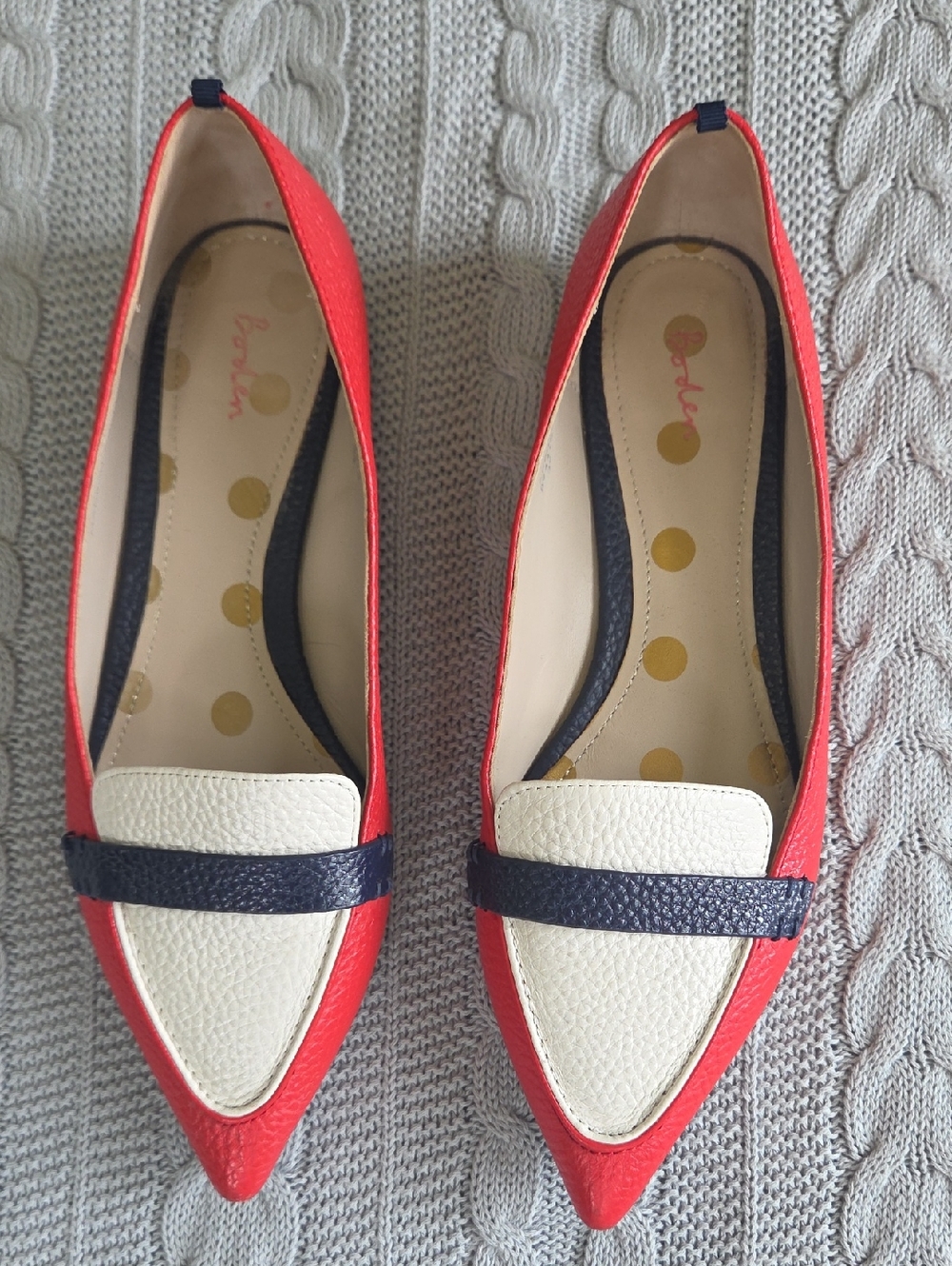 Boden Cordelia Colorblock Pointed Flats/shoes EU 39 US 8.5 Red White & Blue